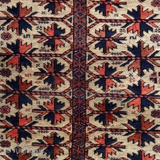 Baluch Prayer Rug.

From the hand of a skilled weaver, a beautifully realized tree rug.

Circa Last quarter of the 19th century.

Fine wool and color.

185x88cm. (6'1"x2'10.5")

Demerits: low pile, repairs and patching.

Formerly in the collection  ...