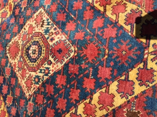 	Early Interesting Beshir rug fragment with nice design and offset knotting size 51'x54'                    