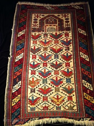 19 century kuba prayer rug 2'9X3'11                           