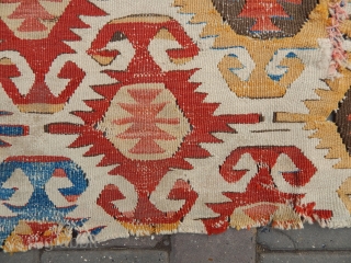Antique Anatolian Konya Kilim Fragment                            