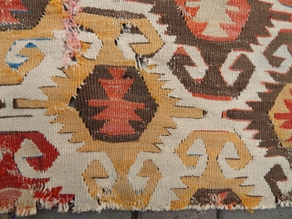 Antique Anatolian Konya Kilim Fragment                            