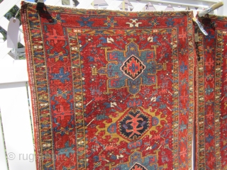 super twin heriz great colors super firm pile clean some wear healthy rugs ready for floor touch up will do the trick 3' 5" x 4' 4" everything sells here RARE FIND 