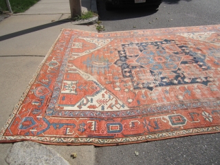 estate distressed antique serapi rug 9' 5" x 12' very supple condition as shown no dry rot clean rug worn in places great open design 2700 plus shipping. SOLDDDDDDDDDDDDDDDDDDDDDDDDDDDDDDDDDDDDDDDDD    