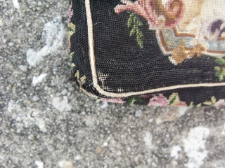 Antique needlepoint purse, 1764 stitches per inch, hand woven silk, fine petit point, ca. 1920's, an average of 42 stitches per linear inch, 42x42 = about  an amazing 1764 stitches per  ...