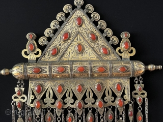 Central - Asian A pair of Antique Turkmen - Tekke Tribal Large Tumar Necklace Fire Gilded with Carnelian & Wall Hanging Jewelery. Turkmen Art Collector Jewelery.
Excellent Condition ! Circa - 1900   ...