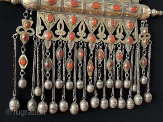 Central - Asian A pair of Antique Turkmen - Tekke Tribal Large Tumar Necklace Fire Gilded with Carnelian & Wall Hanging Jewelery. Turkmen Art Collector Jewelery.
Excellent Condition ! Circa - 1900   ...
