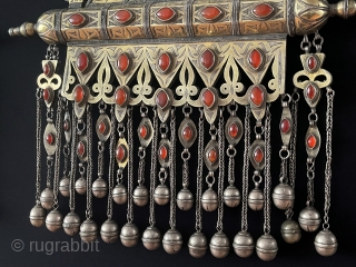 Central - Asian A pair of Antique Turkmen - Tekke Tribal Large Tumar Necklace Fire Gilded with Carnelian & Wall Hanging Jewelery. Turkmen Art Collector Jewelery.
Excellent Condition ! Circa - 1900   ...