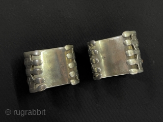 Central - Asian Turkmen Antique Pair of Turkmen Traditional Silver Cuff Bracelets and Arm band & Desbend with Carnelian. Turkmen Art Collector Bracelets Jewelery.Size - ''6 cm x 5 cm'' - İnnir  ...