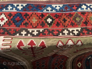Wonderful Obruk Kilim with great dyes and drawing: 198 cm x 140 cm approx.                   