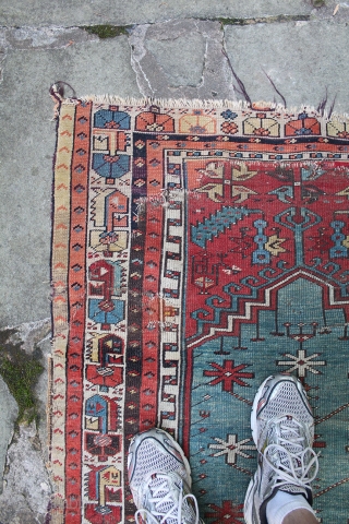 Antique Konya Ladik Turkish Rug. 67 x 40 inches. Dyes all seem natural and the rug seems to be 19 century and has good age -- however I'm no expert on Turkish  ...