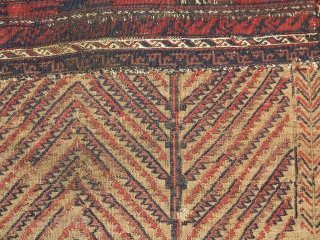 Baluch flatwoven sofreh, camel-ground with a field of repeat abstracted trees. A couple of silk highlights. Nice ends with some weft float. The piece is cut and shut at the the top  ...
