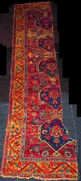 Exceptional multi-medallion long Demerci Kula Fragment (about 65% of the original rug) circa 1776. 
Inscribed multiple times with "mashallah". 
Very soft pile and supple handle with the best saturated colors found in  ...