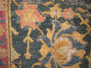 17th Century Indo-Esfahan Fragment with several greens and lac. 2'6"x3'7" / 76x109cm                     