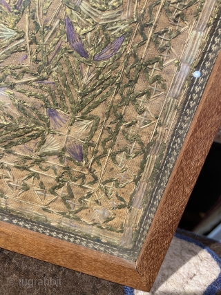 Antique Ancient framed silk textile with metal thread works, rare arrow border design, 27 x 35cm, $ 375 shipped framed for $55 via trackable postal economy or $ 70 via postal priority  ...
