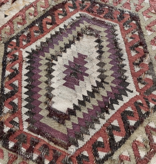 ANTIQUE 19 CENTURY , DOUBLE IVORY FIELD AND BORDER, LOTS OF AUBERGINE PURPLE, OXIDATIONS, ULTRA RARE ANATOLIAN KILIM FIND, ANCIENT RESTORATIONS, SIGNS OF USE, WALL HANGING LOOPS.


Minimalist Design


All Wool


All Organic colors



161 x  ...