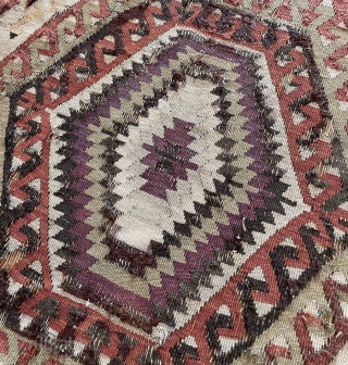 ANTIQUE 19 CENTURY , DOUBLE IVORY FIELD AND BORDER, LOTS OF AUBERGINE PURPLE, OXIDATIONS, ULTRA RARE ANATOLIAN KILIM FIND, ANCIENT RESTORATIONS, SIGNS OF USE, WALL HANGING LOOPS.


Minimalist Design


All Wool


All Organic colors



161 x  ...