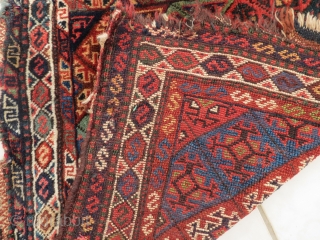 Bagface, poss Armenian or South Persia, damages are visible, field in good condition, vsry shiny wool like silk, great colors, 19thc.            