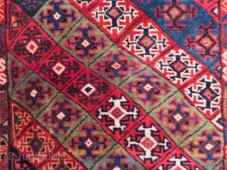 Bagface, poss Armenian or South Persia, damages are visible, field in good condition, vsry shiny wool like silk, great colors, 19thc.            