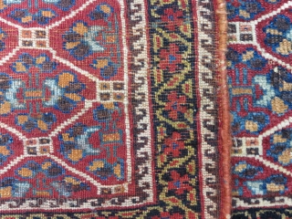 Unusual Afshar bagface, finely woven, lots of colors                         
