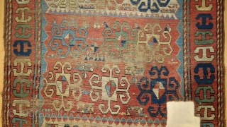 Zakkatala rug, around 1800, strong design, reminds of Centralanatolian rugs, one hole secured, very attractive                  