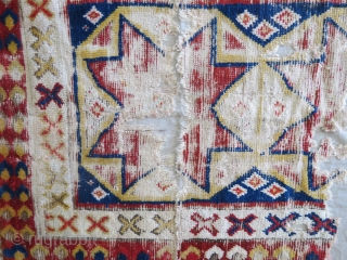 Fragment of an unusual Cappadocian Rug, mounted, 18thc                         