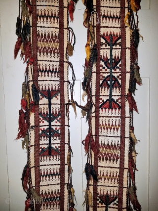 tent/ceremonial band? - approximately 5" x 194" of which 21" in the center is not decorated and worn. Some tassels missing from the sides, and each end unravelling.     