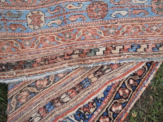 5.9 x 4.3 Afshar - Beautiful blues including soft blue main border, great size, supple handle.  in tact with original ends and sides.  Wear areas, as found, needs cleaning.  
