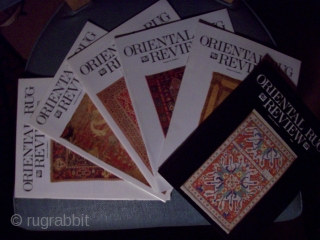 ORIENTAL RUG REVIEW volumes 8 through 15 covering more than 8 continuous years from October 1987 to January 1996. Vols 8,10 & 11 Bound with George O'Bannon's name embossed on cover.   ...