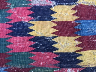 Qashqai kilim fragment.
Fars region. Iran.
Size is cm 75c165.
Age approx 1880/1890.
Lovely natural colors.
Available after 30/40 years in my collection. 
Email carlokocman@gmail.com             