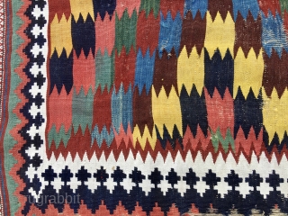 Qashqai kilim fragment.
Fars region. Iran.
Size is cm 75c165.
Age approx 1880/1890.
Lovely natural colors.
Available after 30/40 years in my collection. 
Email carlokocman@gmail.com             