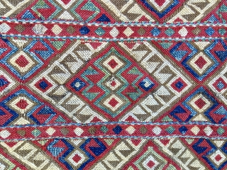 Shahsavan Sumack Mafrash Long Panel. Cm 35x92. 3rd/4th q 19th c. Very fine & tight work. Great colors: greens, blues, red, brown… Might need another good-
Please email to carlokocmn@gmail.com
See all of my  ...