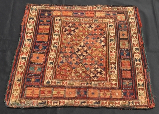 Shahsavan/Khamesh sumack khorjin bag face. Cm 50x60 ca. Second half 19th century. A bit worn out, but still great. The back photo gives you the view of how it was at the  ...