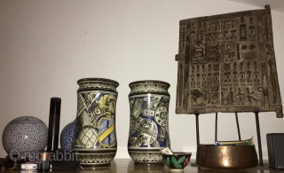 Pair of antique and big Ceramic Albarelli from Civita Castellana, one of of the most famous ceramic maker places in Italy. Fratelli Crestoni Di Girolamo. Civita Castellana. Viterbo. Lazio. Central Italy.
Dimensions: H  ...