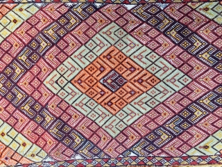 Sivas cicim dowry yastik/cushion.Cm 54x88. Late 19th, early 20th c. In good condition. One little hole and one little, old restoration to report.          