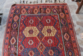 Kars long Kilim, Eastern Anatolia, cm 155x410, 2nd half 19th century, great colors, great condition, few minor restorations, rare, collection piece. - For ref see "KIlims" by Yanni Petsopoulos, page 222, Thames  ...