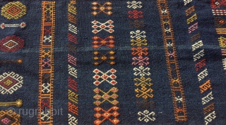 Sivas, Central Anatolia, Turkey. 3 strip kilim. Cm 140x260 ca. Great, decorative piece with lots of embroidered goodwill, happiness, good luck symbols and dileks/wishes. Wedding present? Email carlokocman@gmail.com
Available also by DM, Direct  ...