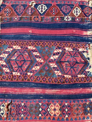 Colors, simply colors. South east Anatolian kilim fragment. Cm 56x76. Datable according to the colors 1870/1880. Beautiful, deep, natural saturated colors. The weave is very very fine. A good fragment, but colors  ...