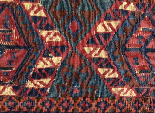 Colors, simply colors. South east Anatolian kilim fragment. Cm 56x76. Datable according to the colors 1870/1880. Beautiful, deep, natural saturated colors. The weave is very very fine. A good fragment, but colors  ...