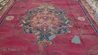 Antique Large Oushak Kilim
The fabric was hand sewn.
Size 430x330 cm
Please Contac 
salaberina@gmail.com                     