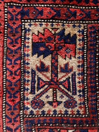 Antique Baluch, 185x88cm, all good colours including some light green silk, original endings and selvedges. a few old repairs in the upper part.          