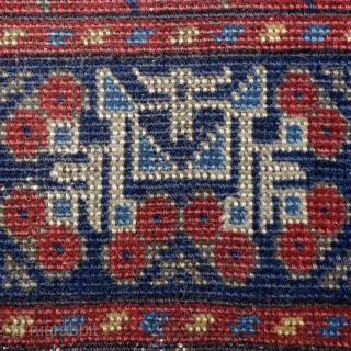 Antique Kula prayer rug, 172x92cm, goat hair warps, all natural colours.                      