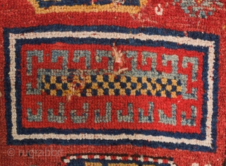 Quchan Kurdish rug, mid-19th century. Possibly earlier.  Generally good condition with a small repair or two.  It has a wild feel.  163 x 362 cm     