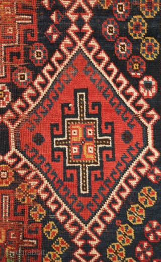 Lori tribal rug, 19th century. The border has a wonderful feeling of movement created by the alternating colors. The colors are all natural dyes. It has some slight wear in the field  ...