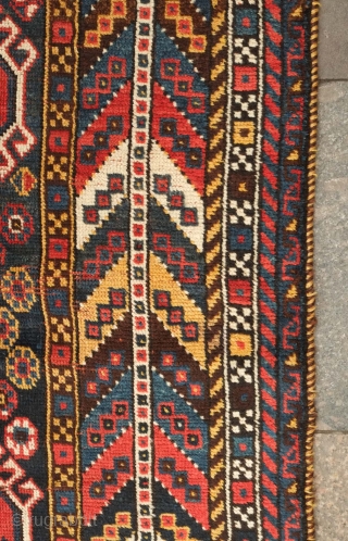 Lori tribal rug, 19th century. The border has a wonderful feeling of movement created by the alternating colors. The colors are all natural dyes. It has some slight wear in the field  ...