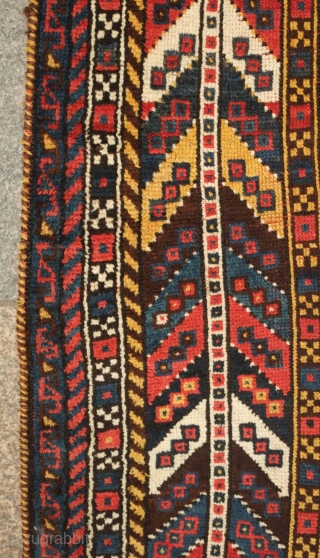 Lori tribal rug, 19th century. The border has a wonderful feeling of movement created by the alternating colors. The colors are all natural dyes. It has some slight wear in the field  ...