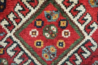 Qashqa'i complete bag, 19th century.  You can feel the lanolin in the plush wool pile.  Mezmerizing kilim back.  41 x 39 cm.  Contact danauger@tribalgardenrugs.com     