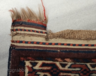 Yomut engsi, 19th century. Excellent condition with full pile.  Nice elems and particularly striking are the zoomorphic motifs in the cross hatch borders.  145 x 178 cm. Contact danauger@tribalgardenrugs.com  