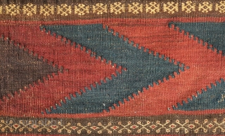 Baluch khorjin, 19th century.  Timuri Baluch from Western Afghanistan.  Good colors and soft wool with the wonderful back intact.  63 x 61 cm       