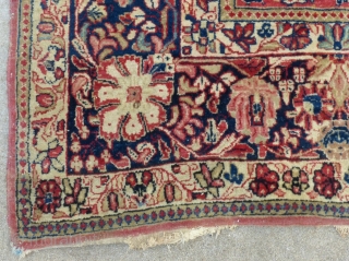  Sarouk(?). c.1030-40, 9'8" X 6'1", Good over all but has a 3" tear (see picture) and a little wear.
Has been washed.
SOLD           