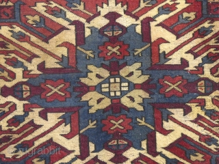  Antique Caucasian, "Eagle Kazak" or "Karabagh", c.1900-1920(?), 85" X 47",
Has wear and a few moth bites a small hole and also has a few stains as well.
SOLD     